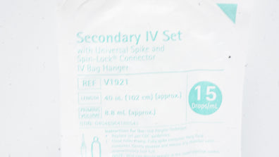 Braun V1921 Secondary IV Transfer Set 15 Drops/mL 40 inch x 8.8mL (Approx.)